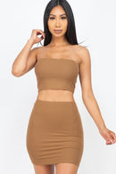 Ribbed Tube Top And Mini Skirt Sets