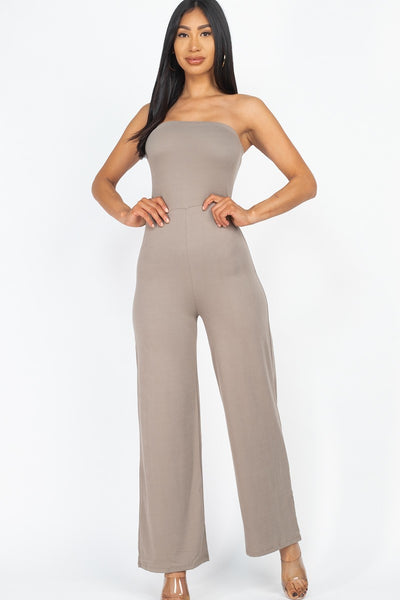 Solid Strapless Jumpsuit