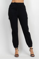 Solid High-Rise Pocketed Jogger Pants