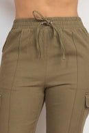 Solid High-Rise Pocketed Jogger Pants