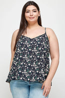 Plus Size, Ditsy Floral Print Cami Top