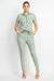 Collared Waist-Tie Buttoned Jumpsuit